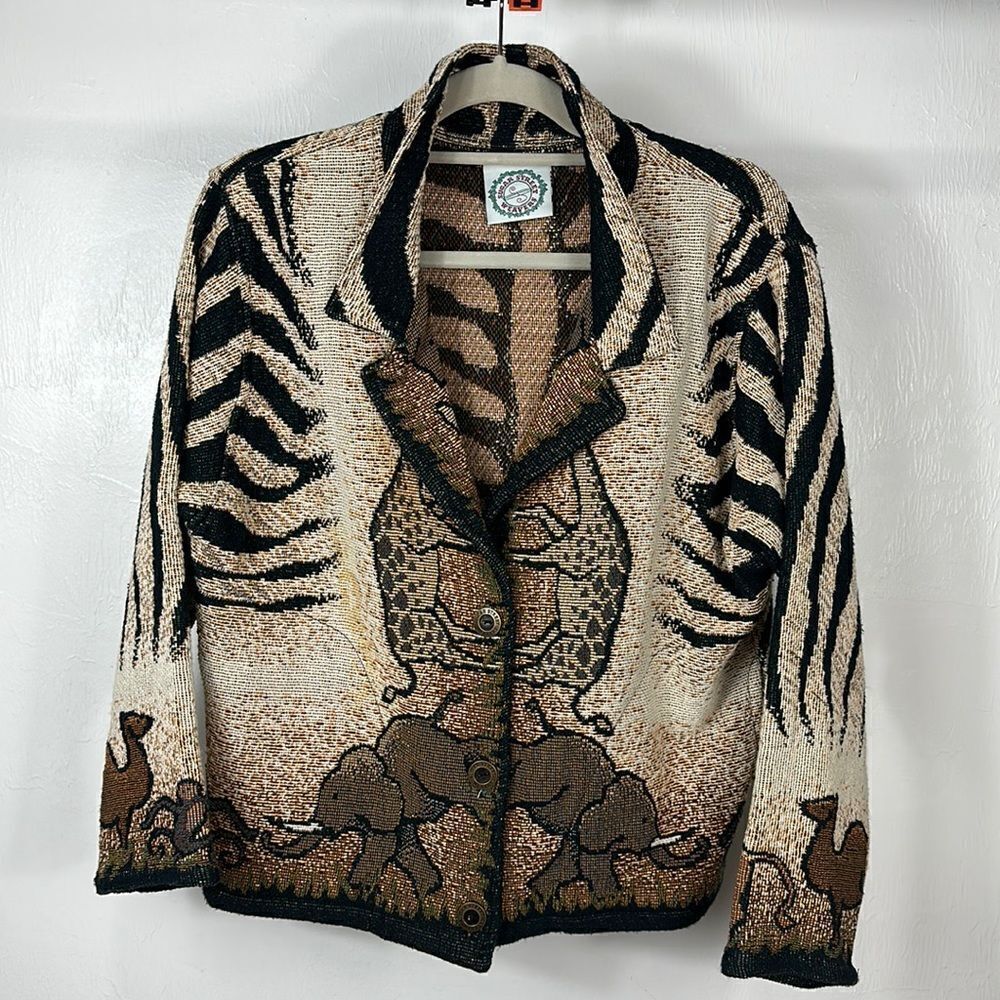Sugar Street Weavers Vintage Tapestry Cotton Zebra Print Jacket Size S/M
